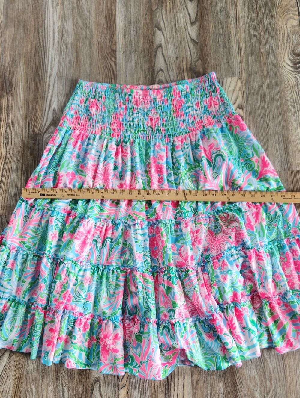 Lilly Pulitzer Deavan Midi Tiered Smocked Skirt Womens XL Leaf It Wild Colorful - Picture 11 of 11